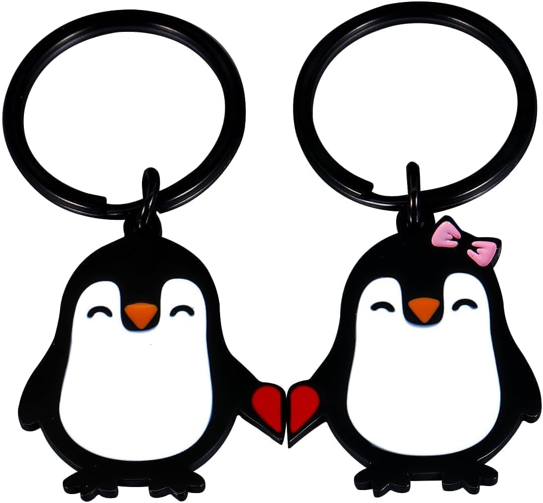 Penguin Themed Magnetic Keychains for Couples