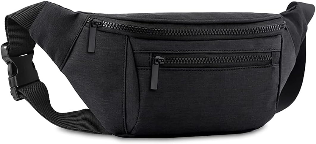 Fanny Pack for Men Men,Crossbody Waist Bag Pack,Belt Bag for Travel Walking Running Hiking Cycling,Easy Carry Any Phone,Wallet (Black)