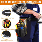 Universal Small Tool Pouch, Small Tool Bag, Tool Pouch with Belt, Industrial Grade Thickened Wear-Resistant Oxford Cloth, 12 Storage Ports, Ideal for Electricians, Mechanics, Carpenters and More