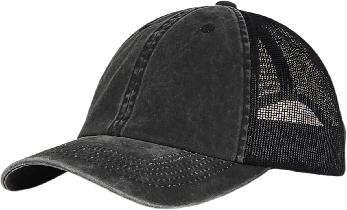 Vintage Washed Cotton Low-Profile Mesh Trucker Hat