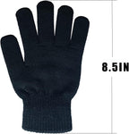12 Pairs Black Winter Stretch Knit Gloves