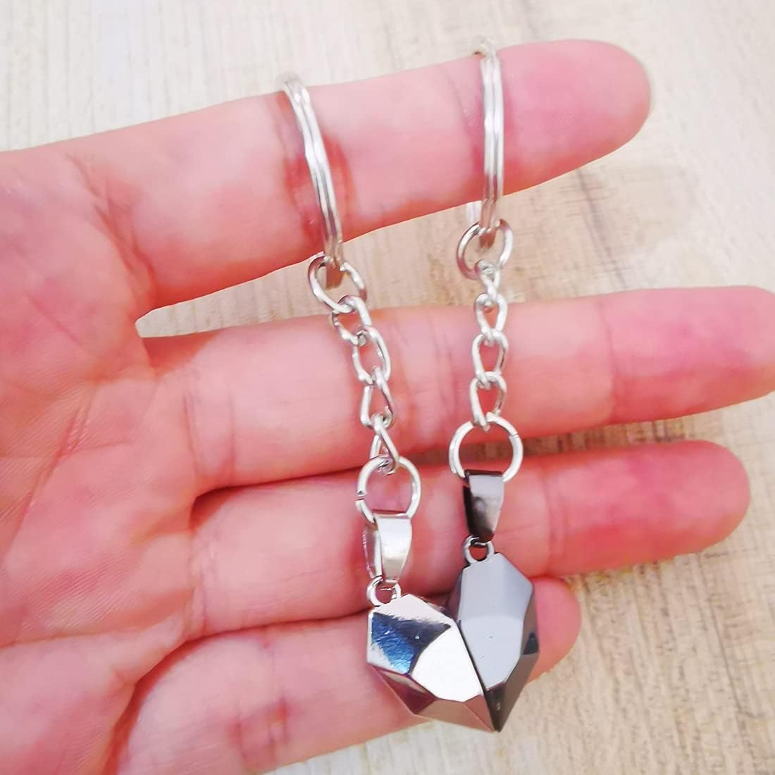 Two Souls Heart Wishing Stone Keychain