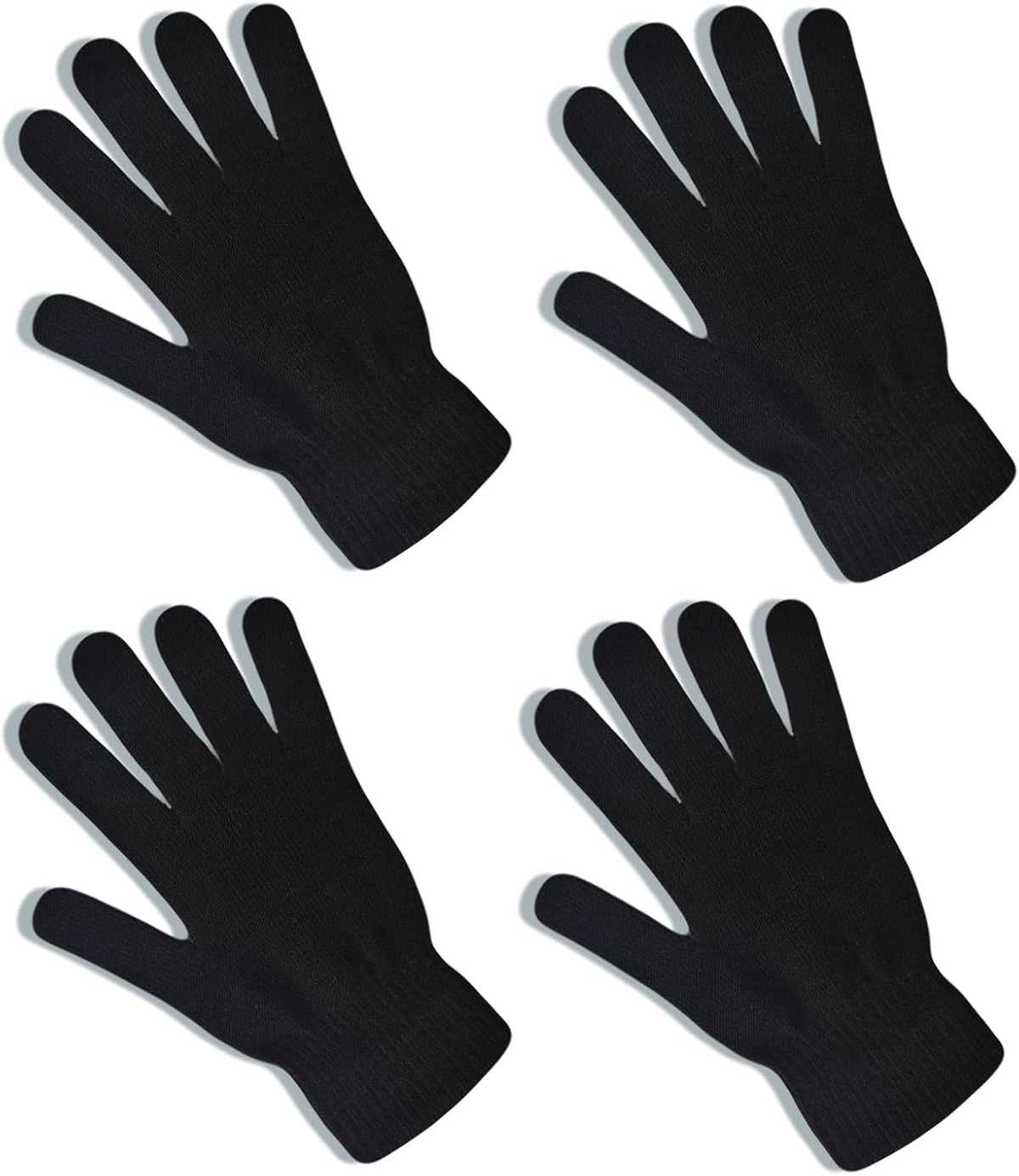 2 Pairs Black Winter Knit Gloves for Men and Men Warm Stretch Gloves for Running Driving and Cycling