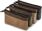 Waxed Canvas Tool Pouches 4 Pack – 11-Inch Heavy-Duty Zipper Tool Bags Set, Waterproof Utility Storage Pouches for Tools, Cables, Gear & Supplies – Rugged Tool Organizer Bags