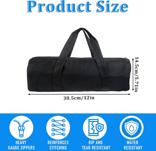 12 Inch Canvas Tool Pouch Small Tool Bag for Men Wide Mouth Tool Storage Bag Large Capacity Tool Tote Handbag Power Tool Organizer for Electricians Mechanic Storage Wrenches Pliers Black