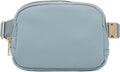 Lightweight Soft PU Pebbled Leather Fanny Pack Belt Bag with Gold Metal Buckle (Light Blue)