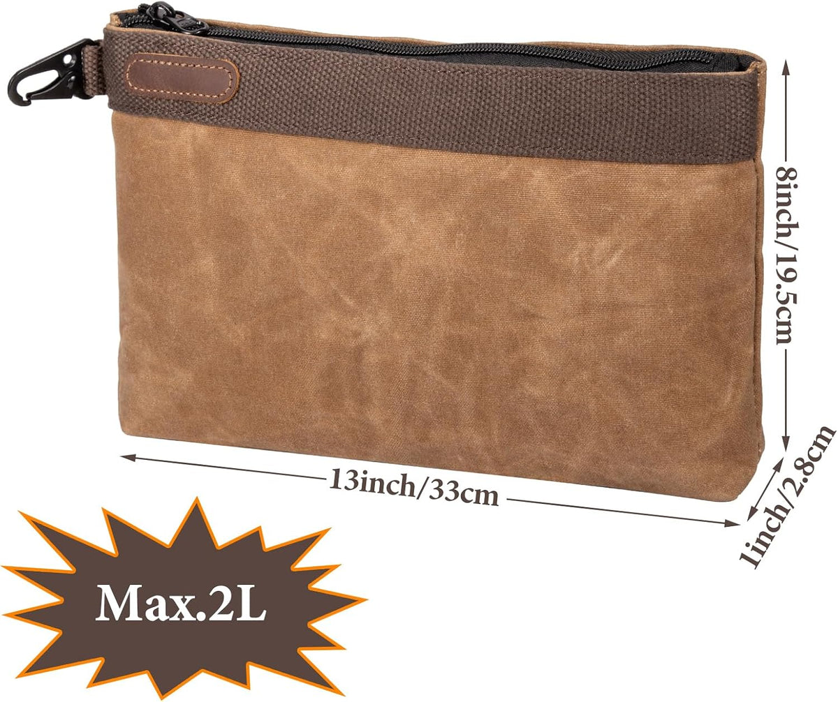 Waxed Canvas Tool Pouches 4 Pack – 11-Inch Heavy-Duty Zipper Tool Bags Set, Waterproof Utility Storage Pouches for Tools, Cables, Gear & Supplies – Rugged Tool Organizer Bags