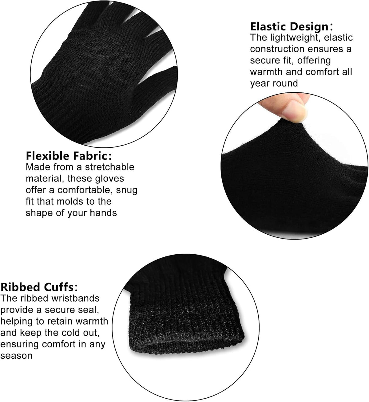 Adults' stretchy knit winter gloves