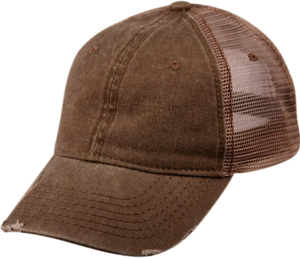 Low-Profile Washed Distressed Mesh Trucker Hat