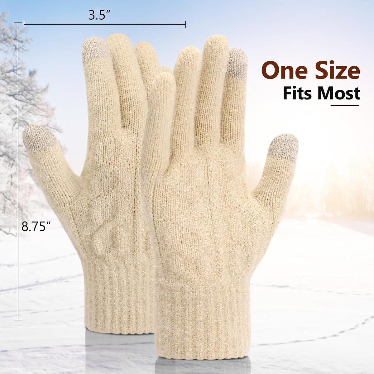 4 Pairs MenWinter Knit Gloves Warm Lined Touchscreen Gloves