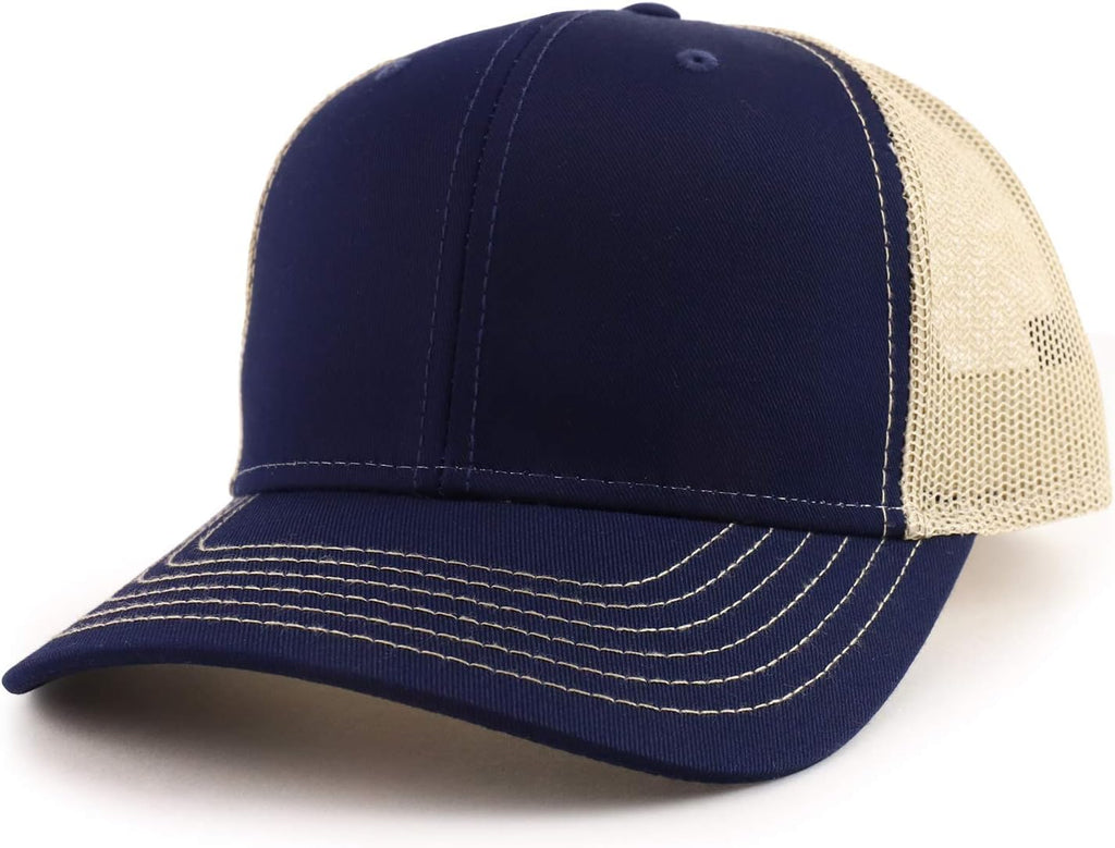 Oversized Low-Profile Two-Tone Mesh Baseball Trucker Hat