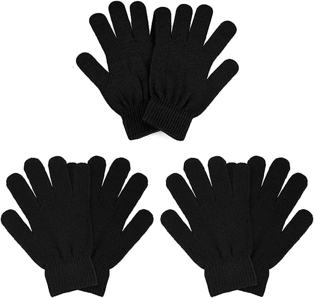 3 Pairs Winter Stretch Knit Gloves for Men and Men