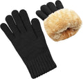 MenWinter Warm Wool Touchscreen Windproof Thermal Fleece Lined Knit Gloves