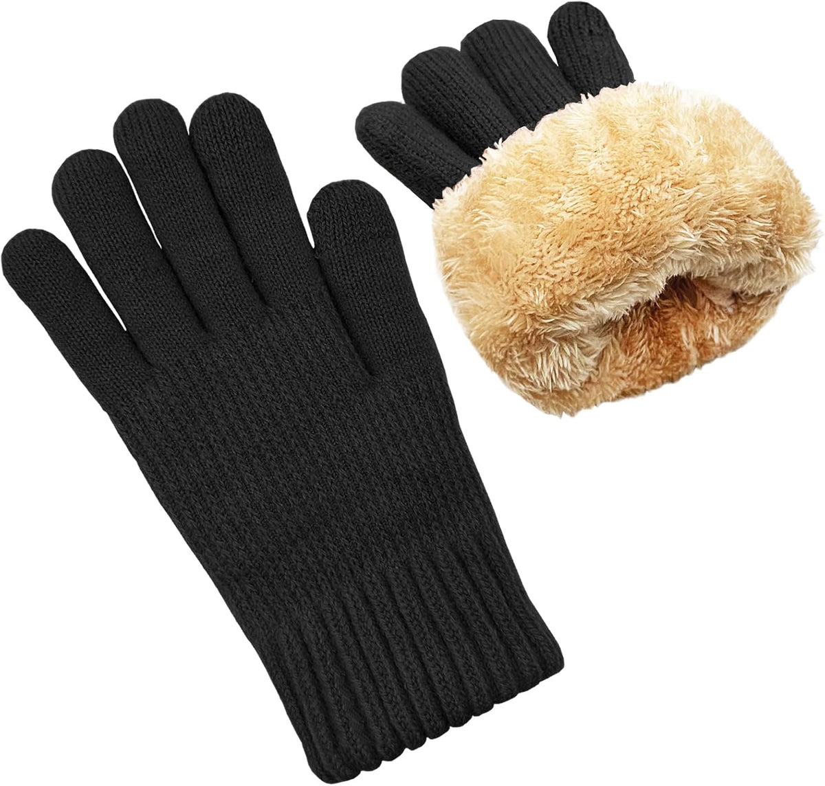 MenWinter Warm Wool Touchscreen Windproof Thermal Fleece Lined Knit Gloves