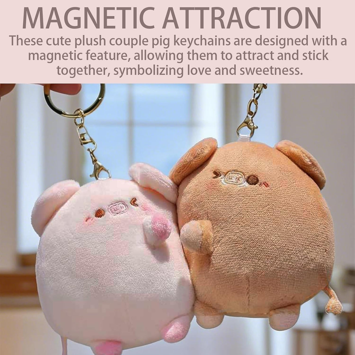 Kawaii Plush Pig Couple Magnetic Keychain
