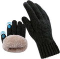 Wool Winter Gloves for Men and Men Fleece Lined Touchscreen Warm Thermal Cable Knit Gloves