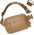 Fanny Packs for Men Men,Belt Bag with 4 Zipper Pockets,Waterproof Crossbody Bag,Fashion Waist Packs with Adjustable Long Strap for Workout/Running/Yoga/Shopping/Hiking,Brown