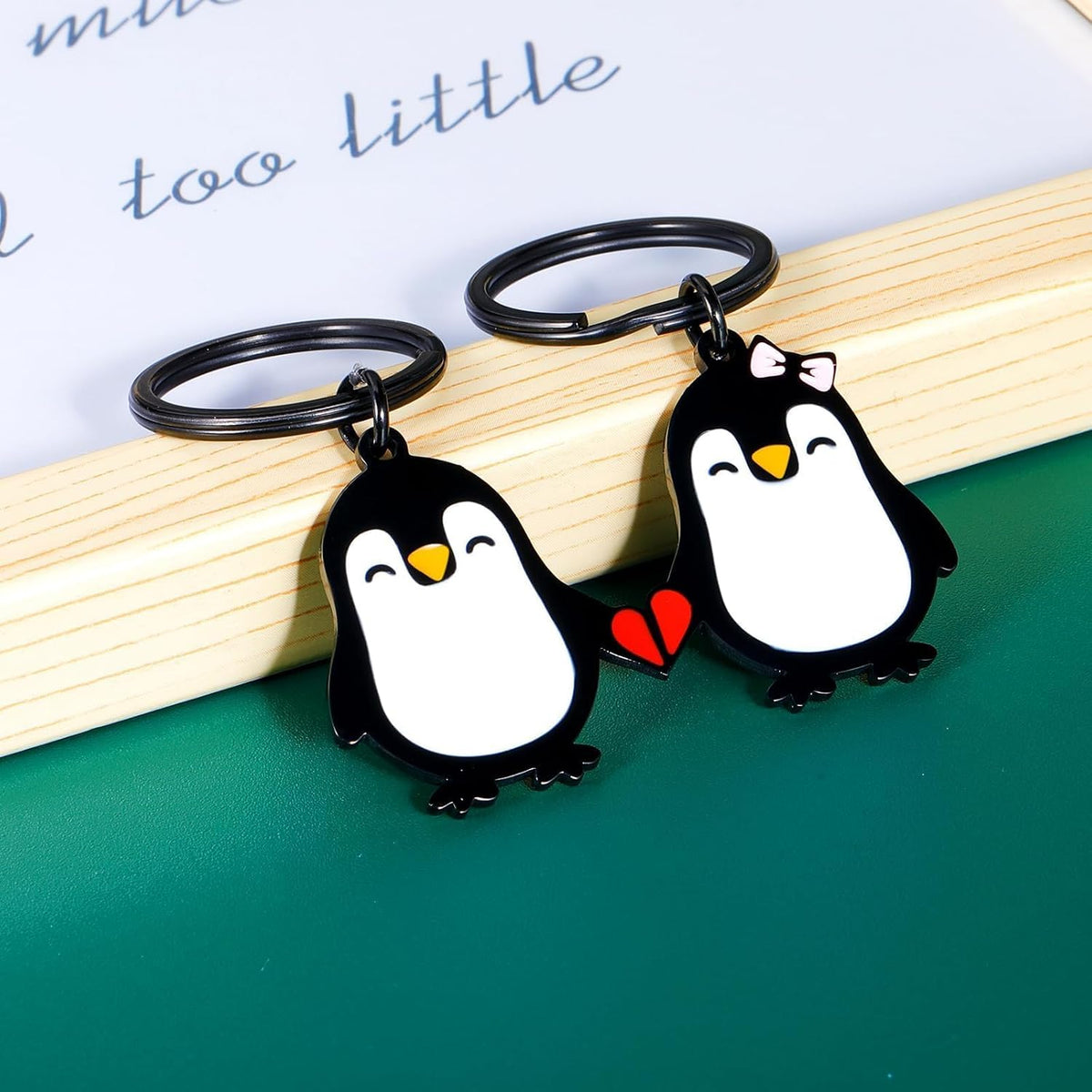 Penguin Themed Magnetic Keychains for Couples