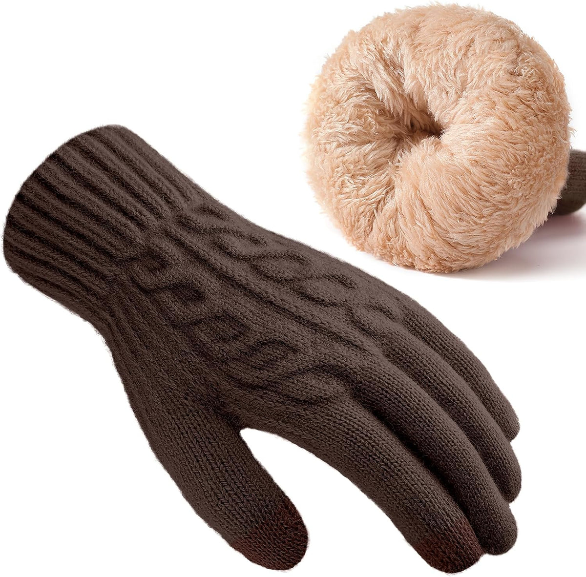 MenWinter Gloves for Cold Weather Warm Touchscreen Fleece Lined Knit Gloves