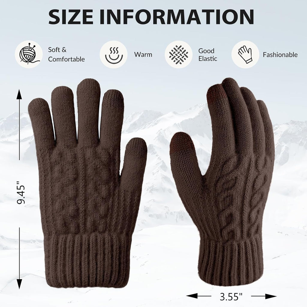 MenWinter Gloves for Cold Weather Warm Touchscreen Fleece Lined Knit Gloves