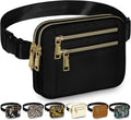 Fanny Packs for Men Fashion Waist Packs Bag with Adjustable Strap and 4 Zipper Pockets Waterproof Everywhere Crossbody Belt Bag for Workout Running Travelling(Black)