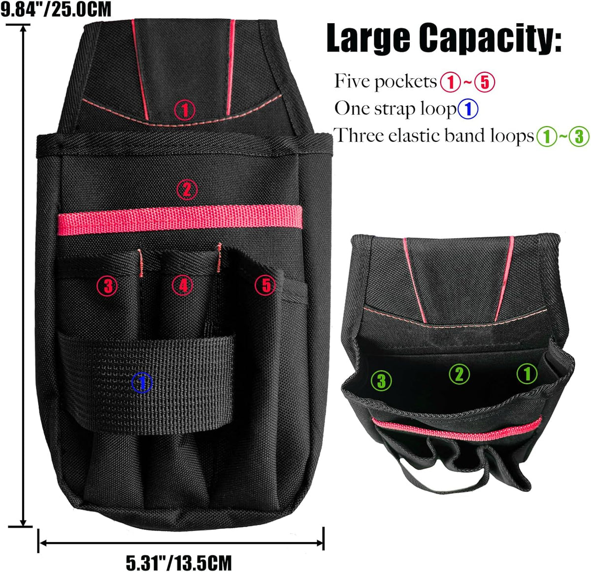 Small Tool Pouch with Belt Clip, Tool Pouch Holder,Multi Pocket Holster Organizer for Electrician Construction Maintenance,Durable Lightweight