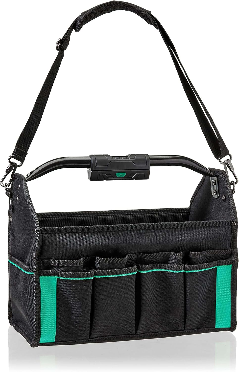 Tool Tote, Lighted Bag, Black, 30 Pockets