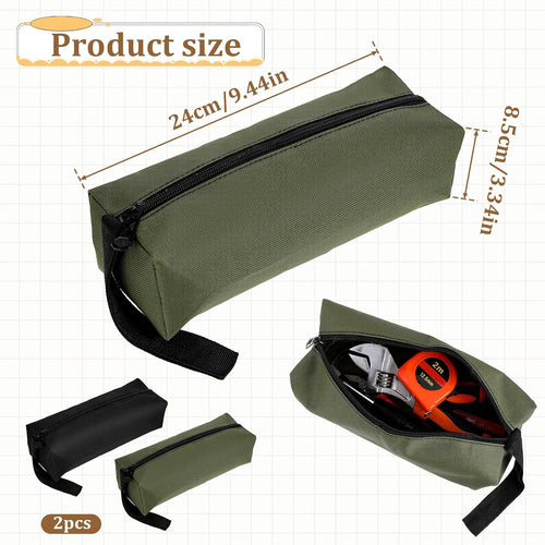 2 Pack Canvas Tool Pouch with Zipper, Tool Pouch Bag, Multi-Purpose Small Zipper Tool Pouch, Multipurpose Zipper Bags, Zipper Utility Tool Bag for Organizer Storage Various Electrician Tools