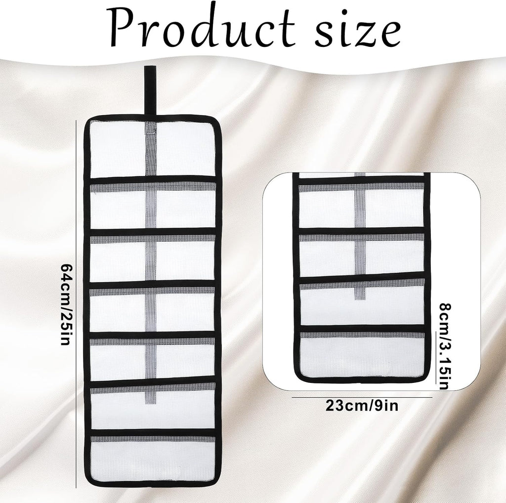 Small Roll Up Storage Bag 6 Pockets Tool Roll Storage Pouch Rolls Up Tool Bag Organizer for Mechanics Kitchen Storages Portable Tools Storages Carrier Bags for Travelling Potter's Tools (Transparent)