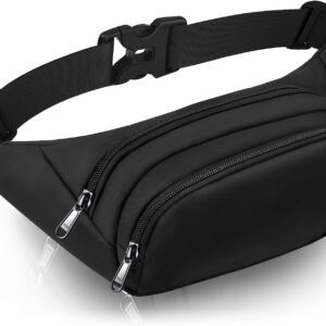 Large Fanny Pack for Men Men -  Waist bag with 3-Zipper Pockets, Gifts for Enjoy Sports Traveling Workout Casual Hands-Free crossbody bags Fits MAX 7.9''  & 6.6'' Phone Black