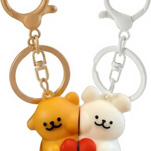 Cute Dog Heart Magnetic Keychain Pair