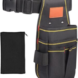 Universal Small Tool Pouch, Small Tool Bag, Tool Pouch with Belt, Industrial Grade Thickened Wear-Resistant Oxford Cloth, 12 Storage Ports, Ideal for Electricians, Mechanics, Carpenters and More