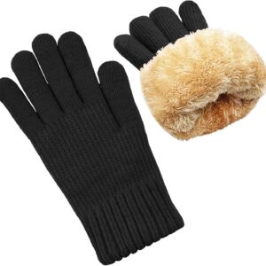 MenWinter Warm Wool Touchscreen Windproof Thermal Fleece Lined Knit Gloves