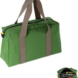 Small Tool Bag, Canvas Wide Mouth Tool Bag, Large Capacity Tool Bags for Men, Portable Home Tool Organizer for Storage Handbag for Screwdrivers, Wrench, Plier, Nails, Pliers Repair Hand Tools -12 Inch