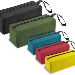 5 Pack Canvas Tool Pouch of Two Sizes, Tool Pouches with Zipper, Multipurpose Zipper Bags Tools is Suitable for Storing Scattered Tools, Cosmetics, and Various Items (5 Colors)