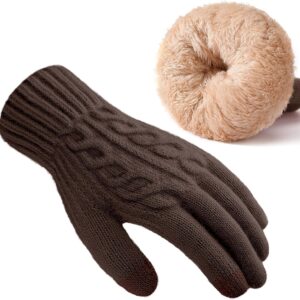 MenWinter Gloves for Cold Weather Warm Touchscreen Fleece Lined Knit Gloves