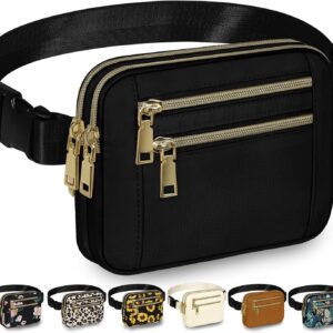 Fanny Packs for Men Fashion Waist Packs Bag with Adjustable Strap and 4 Zipper Pockets Waterproof Everywhere Crossbody Belt Bag for Workout Running Travelling(Black)