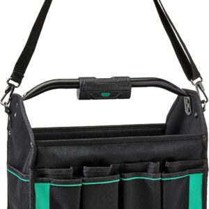 Tool Tote, Lighted Bag, Black, 30 Pockets