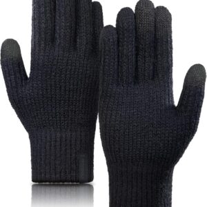 Merino Wool Thick Winter Gloves for Men and Men Touchscreen Stretch Warm Soft Knit Gloves