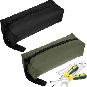 2 Pack Canvas Tool Pouch with Zipper, Tool Pouch Bag, Multi-Purpose Small Zipper Tool Pouch, Multipurpose Zipper Bags, Zipper Utility Tool Bag for Organizer Storage Various Electrician Tools
